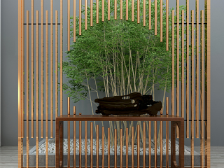 现代 园艺小品 景观小品 园林景观 屏风 端景台 竹子 植物 装饰品摆件