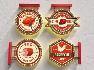 现代烤肉店招灯箱,,logo灯霓虹灯