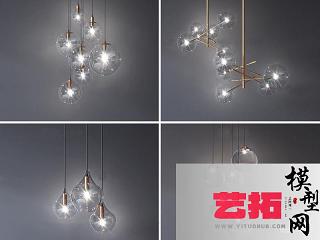 现代玻璃吊灯组合