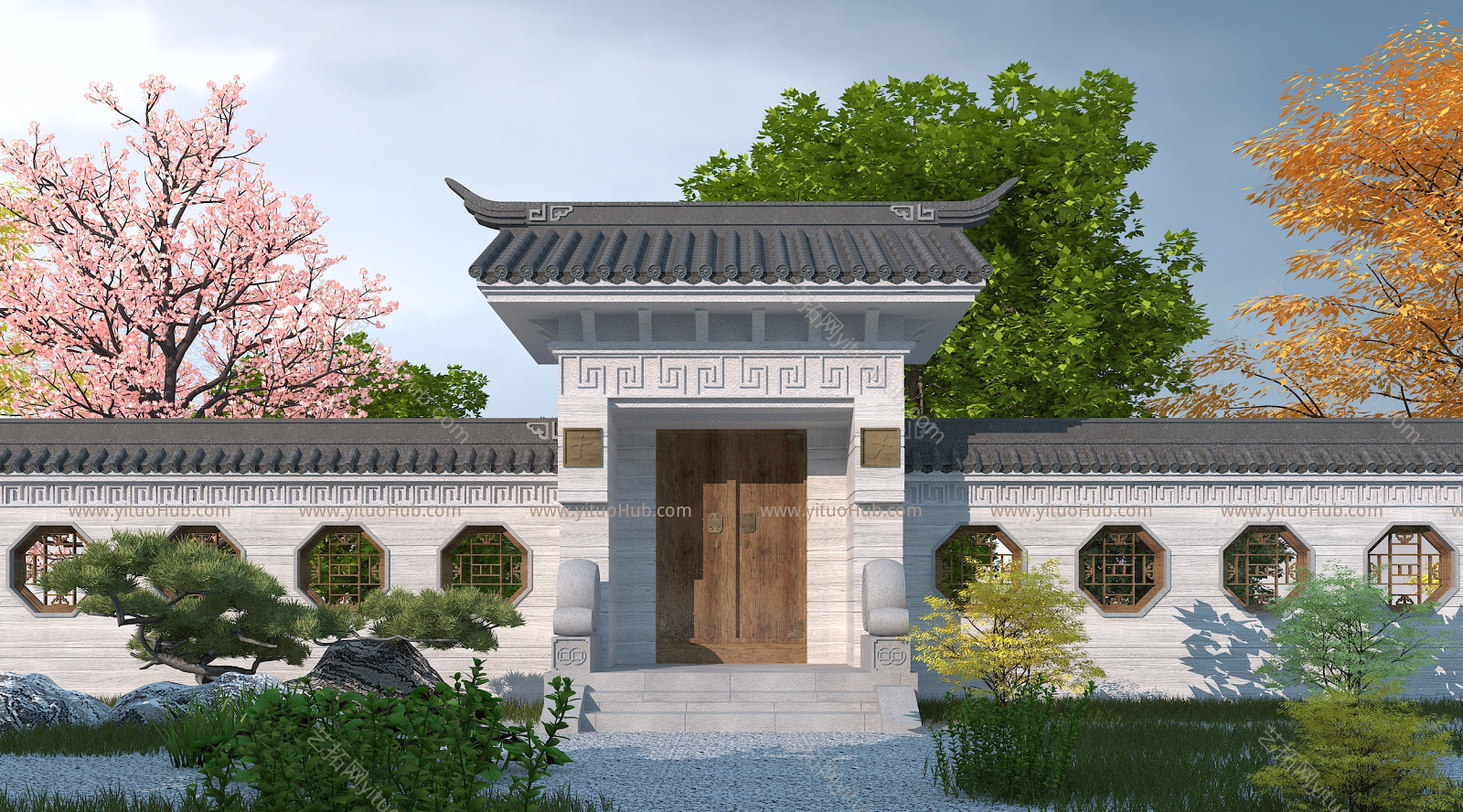 中式庭院门