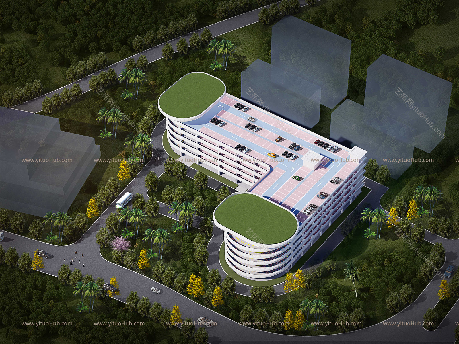 立体停车楼停车场建筑模型