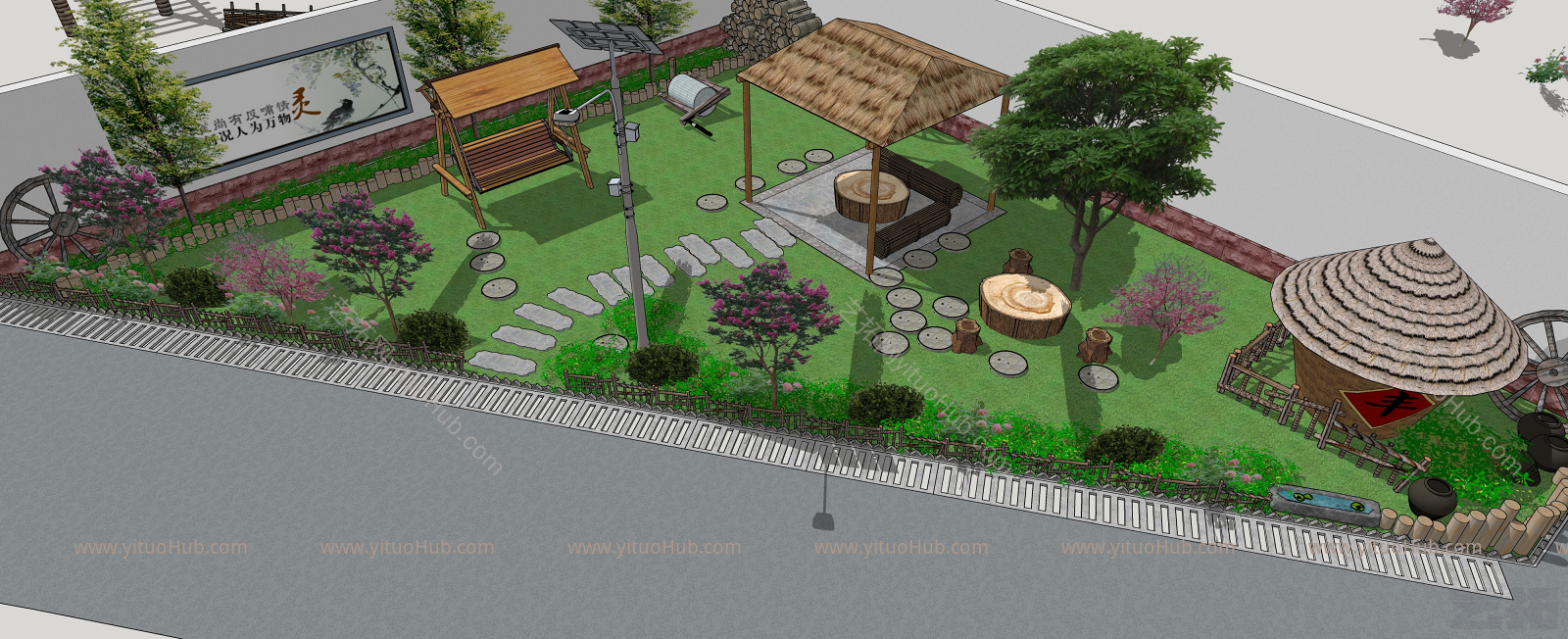 美丽乡村 村庄规划 街道广场节点小品