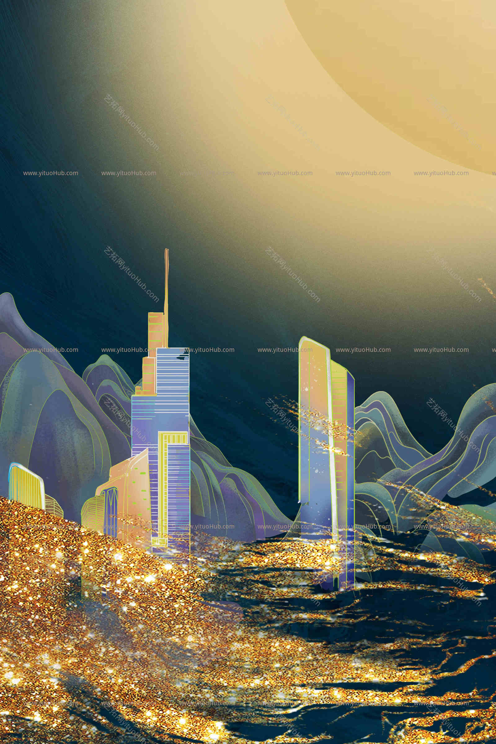 城市地标建筑插画