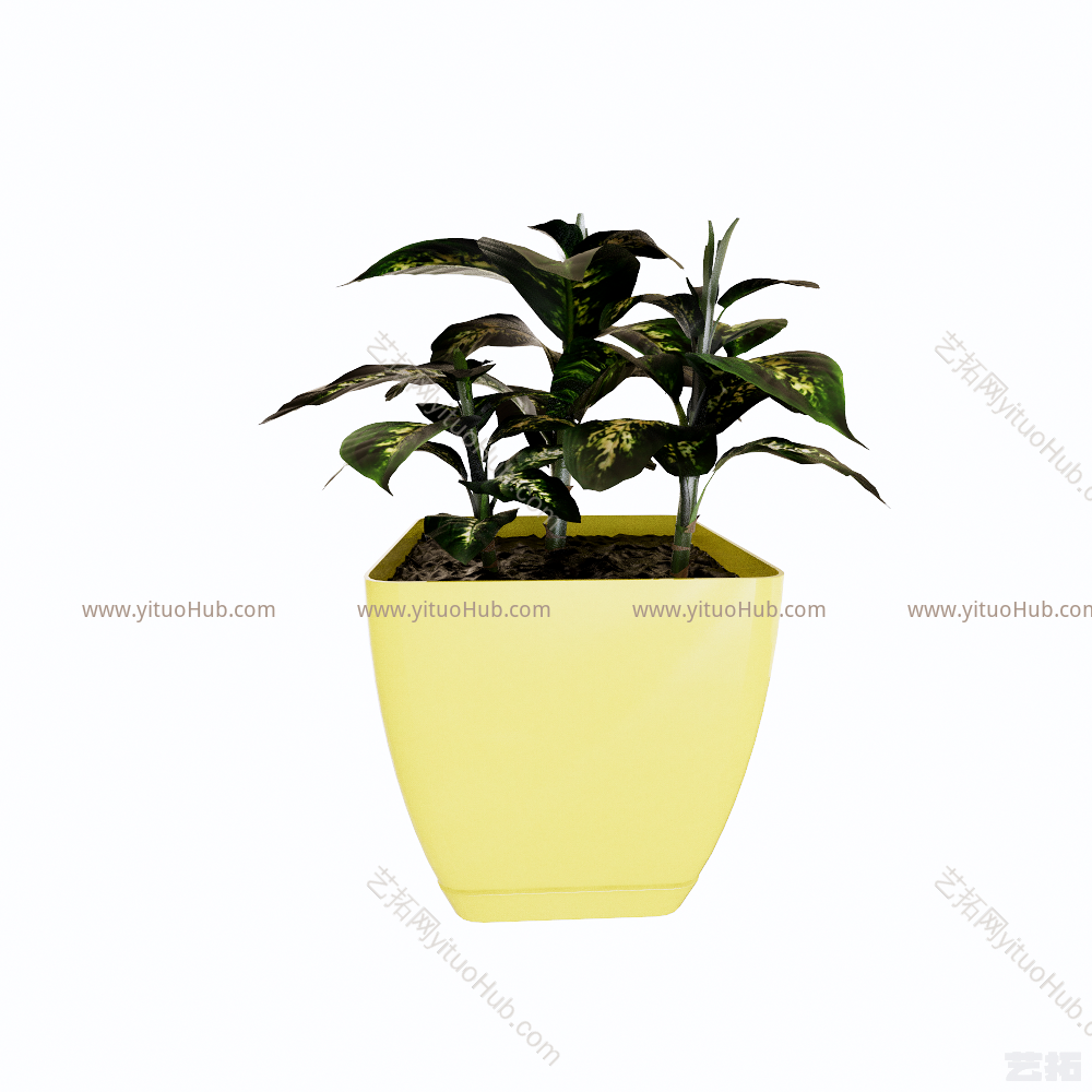 植物盆栽绿叶（减面SU版本8）