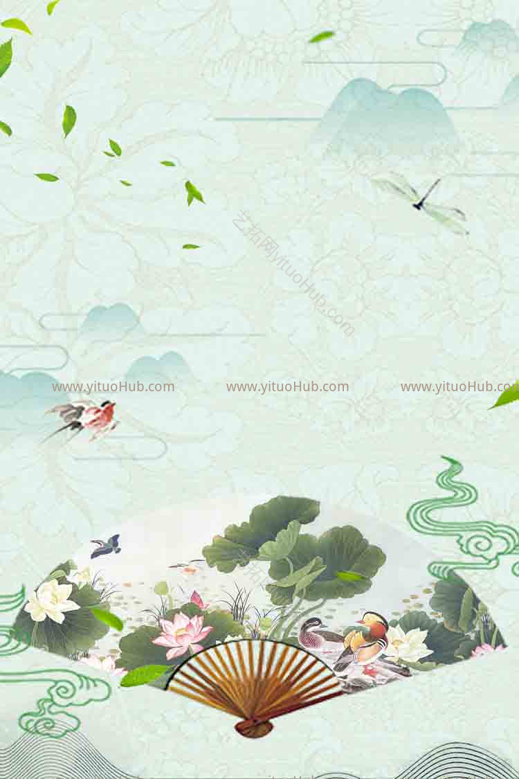 工笔画古风竖版底图背景