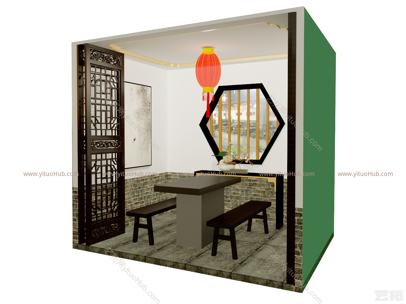 中餐厅包间屏风 灯具