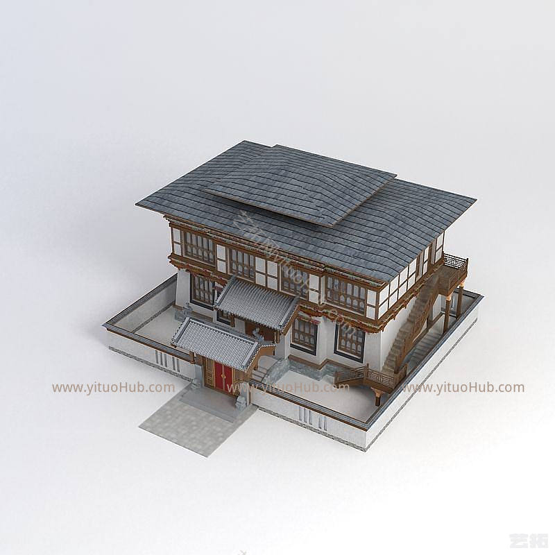 现代藏式别墅模型