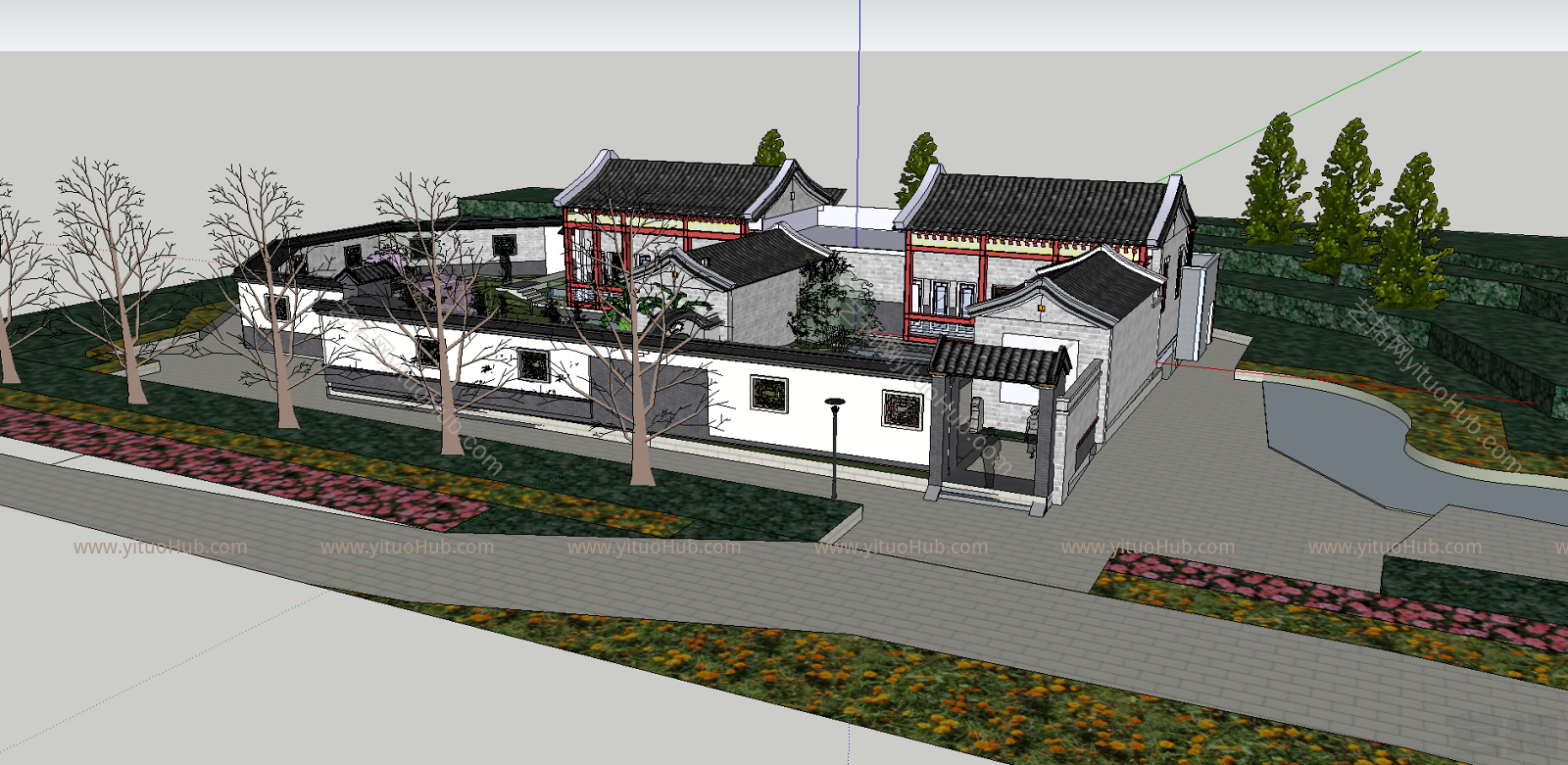 北方徽派住宅建筑模型