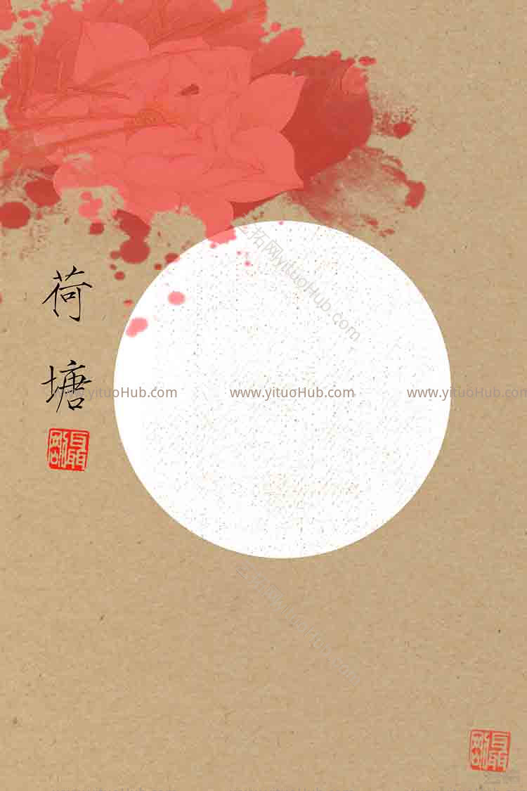 工笔画古风竖版底图背景