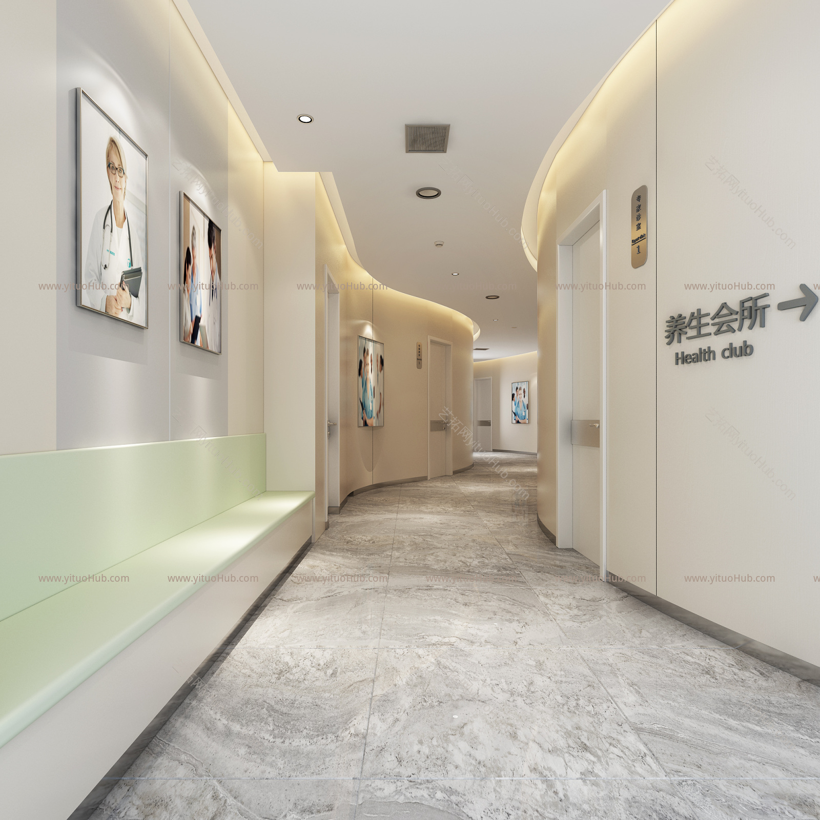 现代美容SPA店走廊
