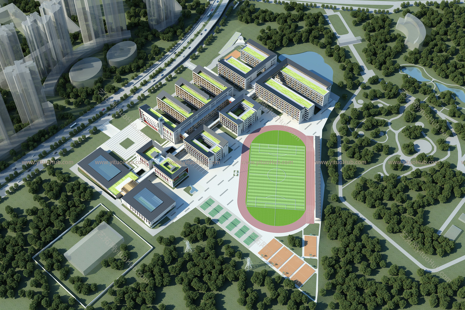 现代学校鸟瞰