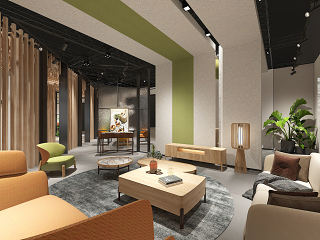 现代家具家居展厅 吊灯 挂画