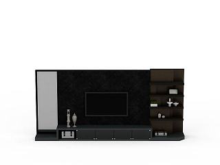 现代简约电视背景墙模型