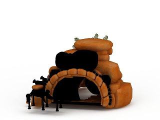 现代游戏石洞小屋模型