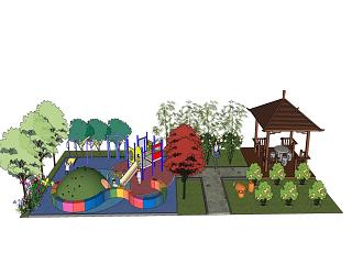 屋顶花园 - 休憩亭+儿童活动区