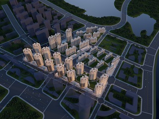 欧式高层住宅多层住宅 商业街 小区鸟瞰建筑规划