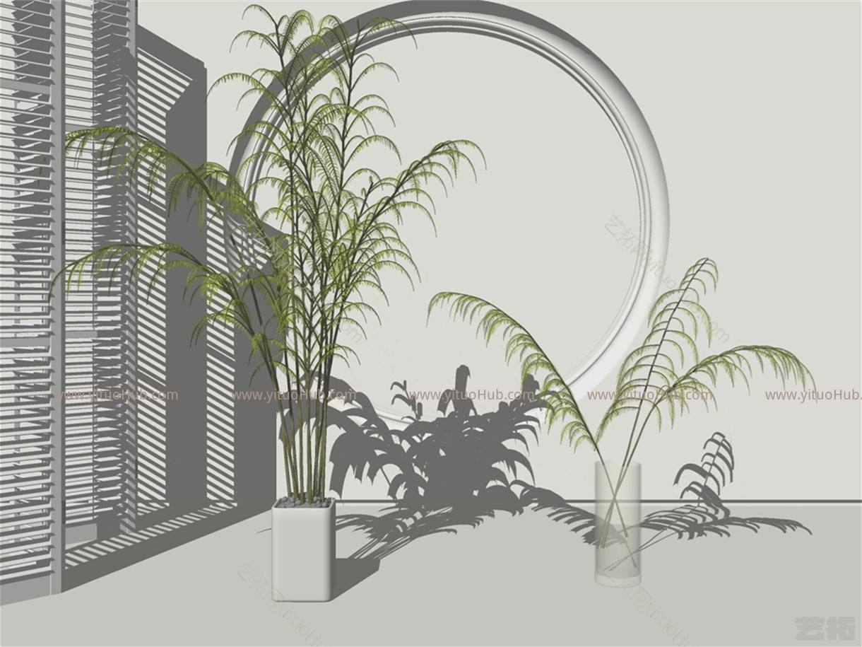 现代北欧绿植盆栽草图大师