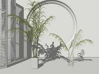 现代北欧绿植盆栽SU模型草图大师