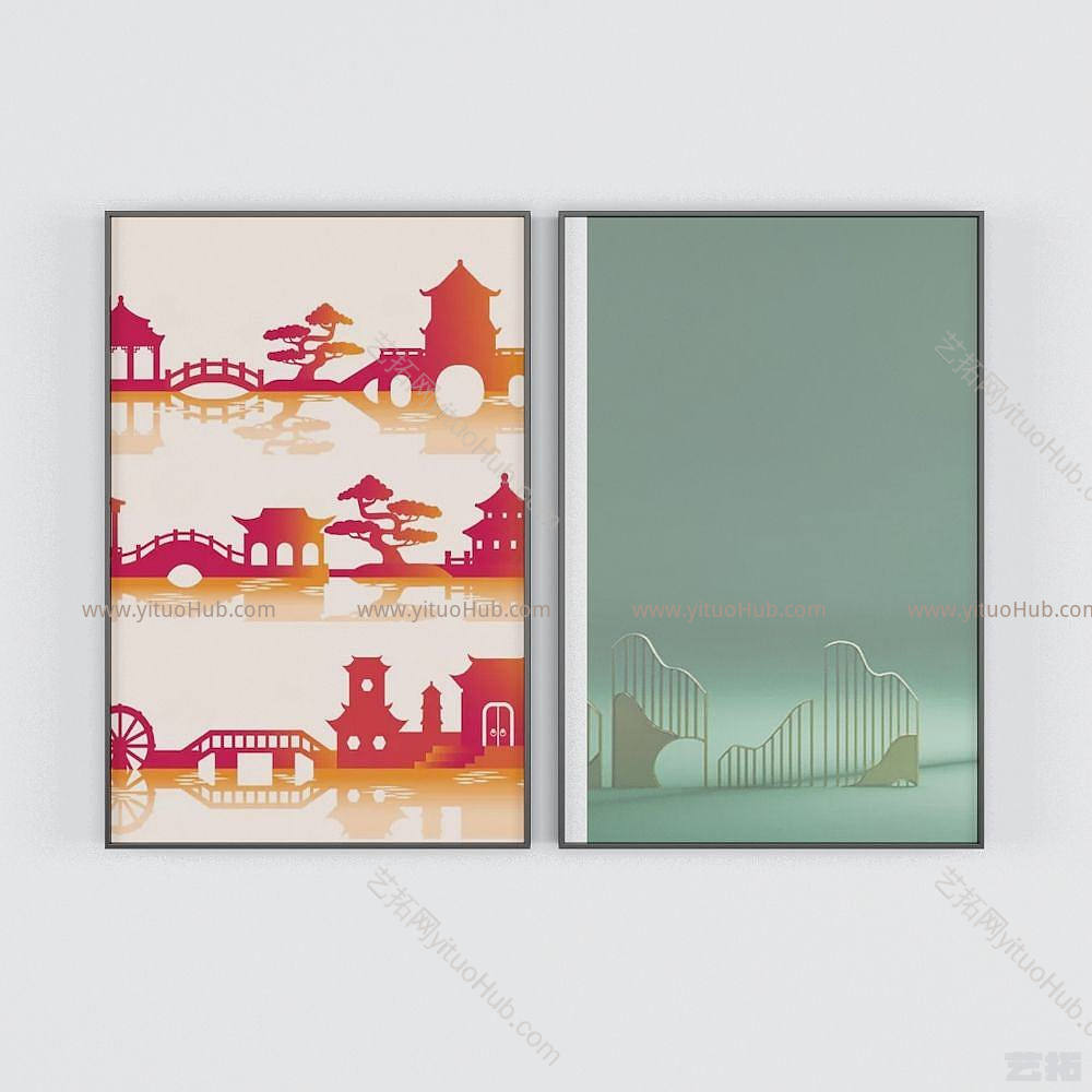 现代个性抽象装饰画模型