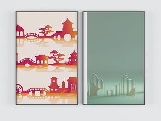 现代个性抽象装饰画模型