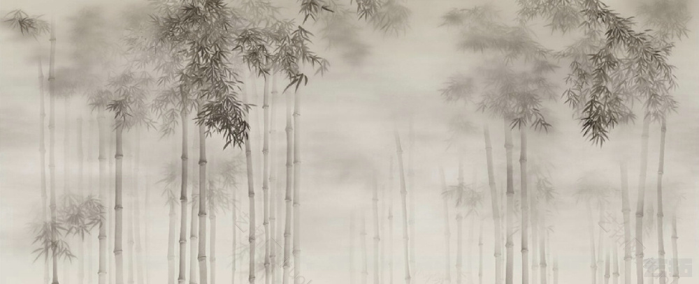 新中式水墨竹林竹子图案背景屏风画壁纸壁布背景画 a (1)