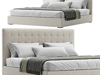 现代westelm 布艺双人床