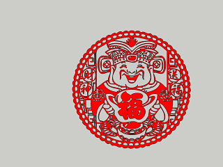 财神送福剪纸风格景观小品