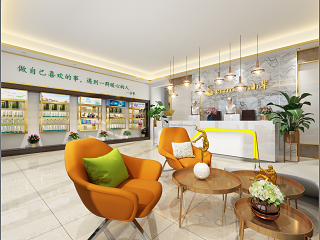 现代轻奢前台 吧台化妆品展柜