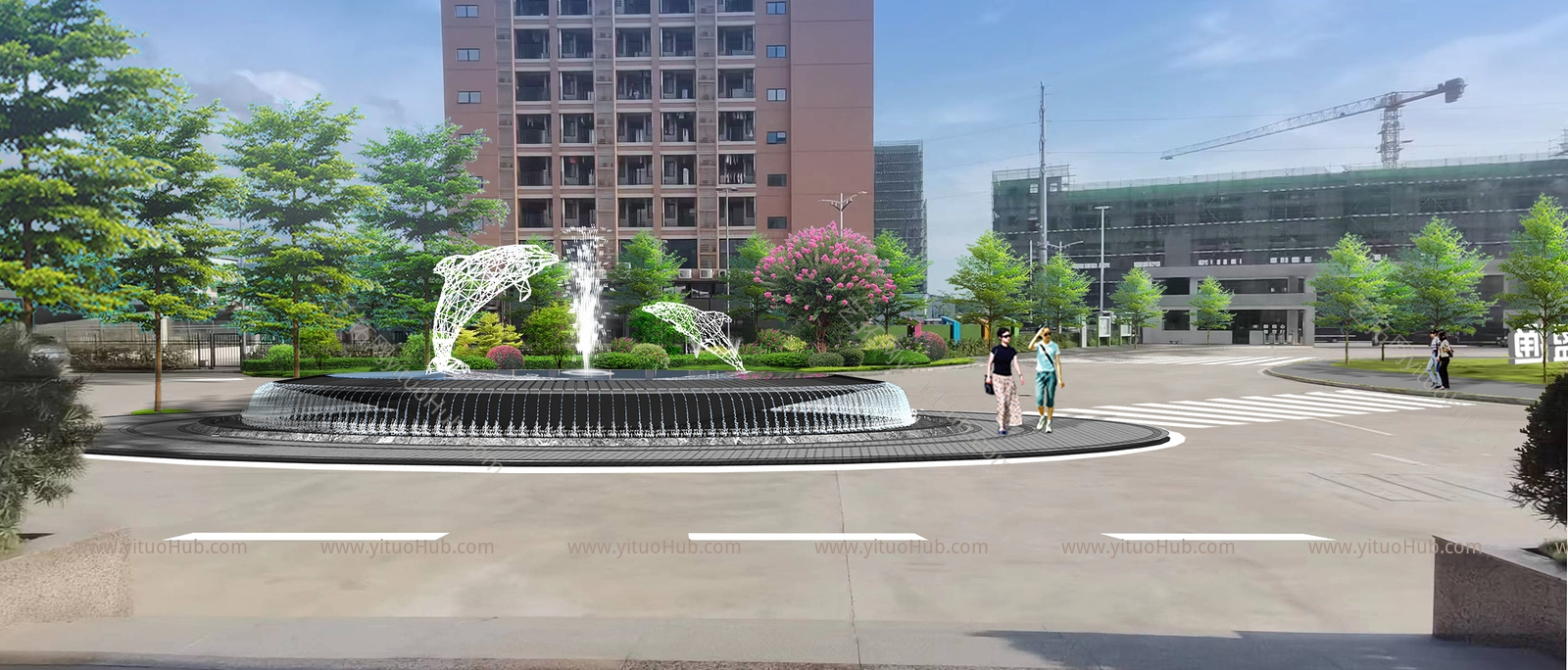厂区办公楼水景