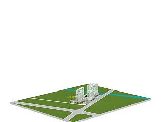 现代建筑大楼模型