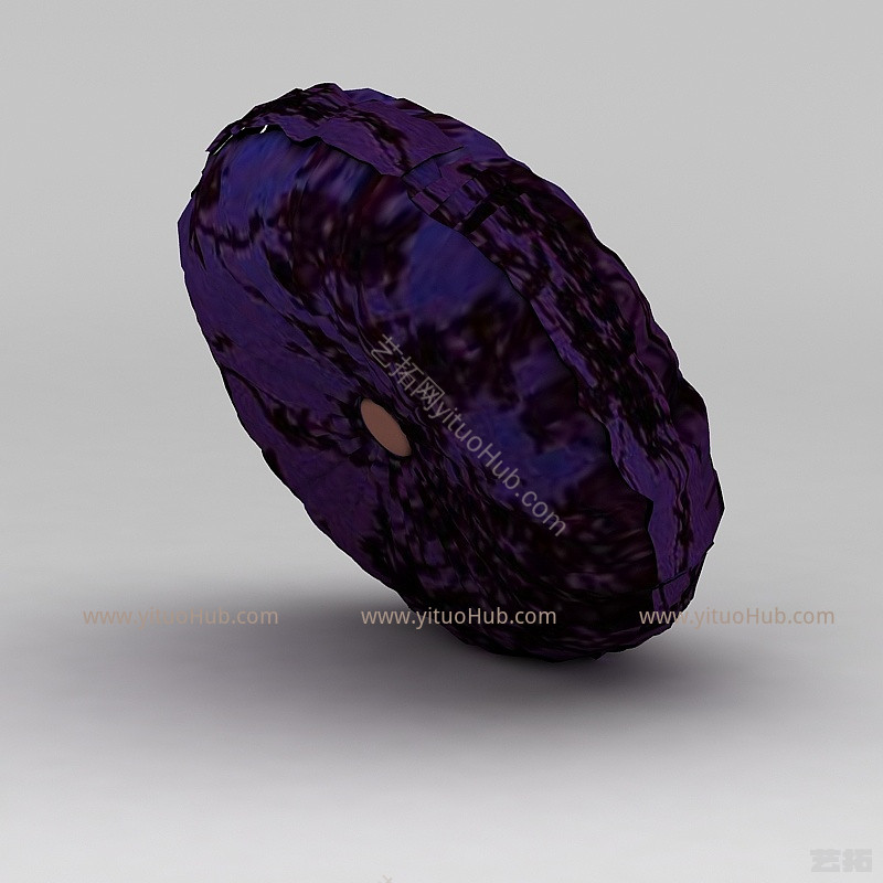 现代紫色圆形沙发靠枕模型