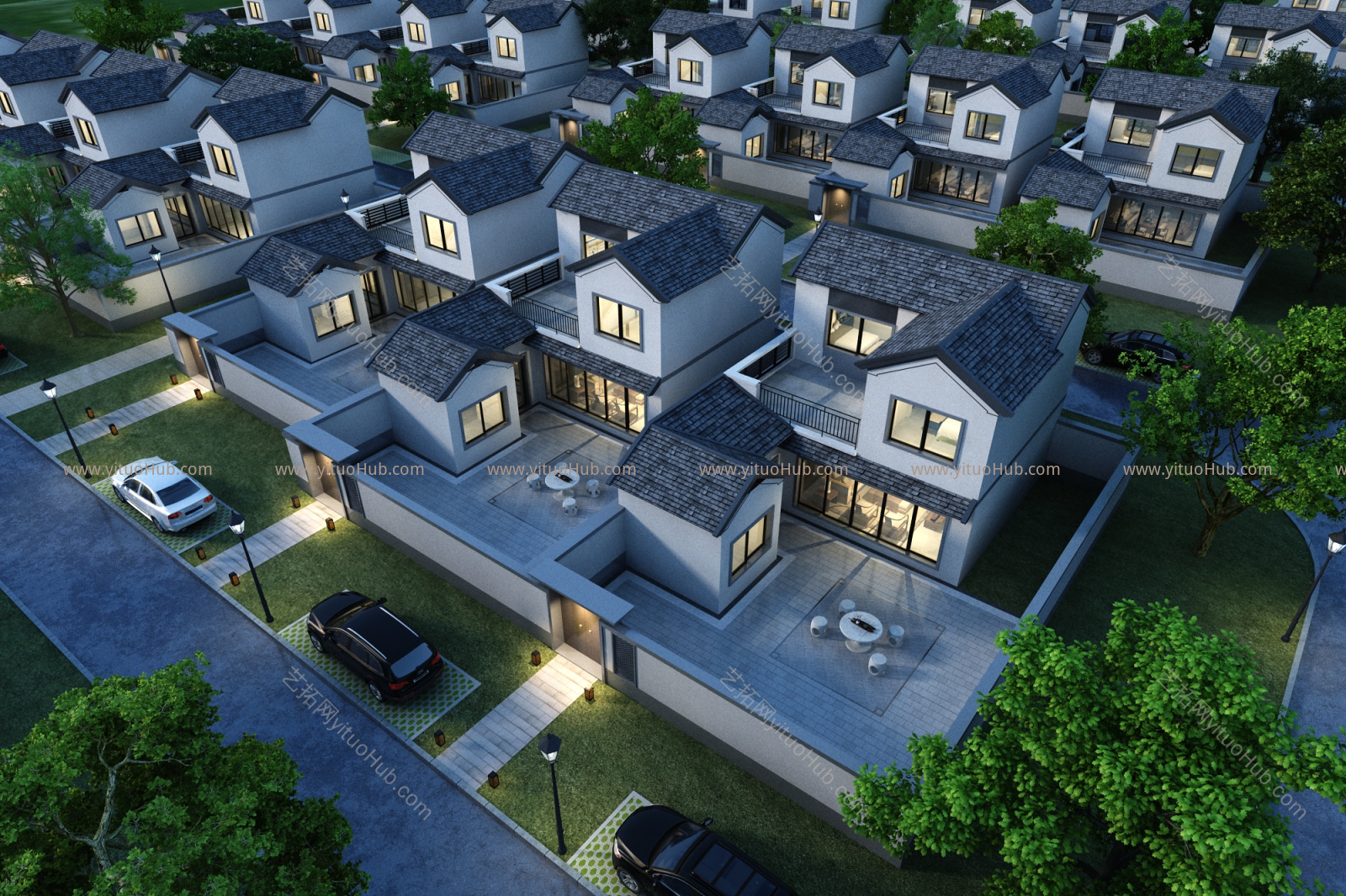 新中式住宅鸟瞰规划