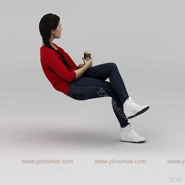 现代坐着的女人模型