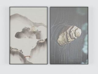 现代中国山水装饰画模型