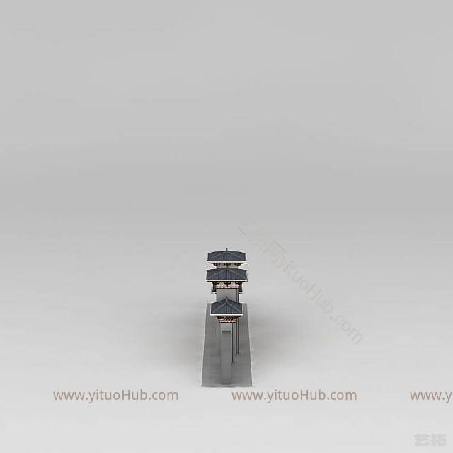 中式大门模型