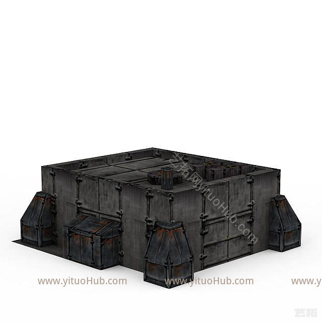 现代游戏建筑场景仓库模型