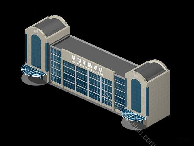 现代酒店大楼模型