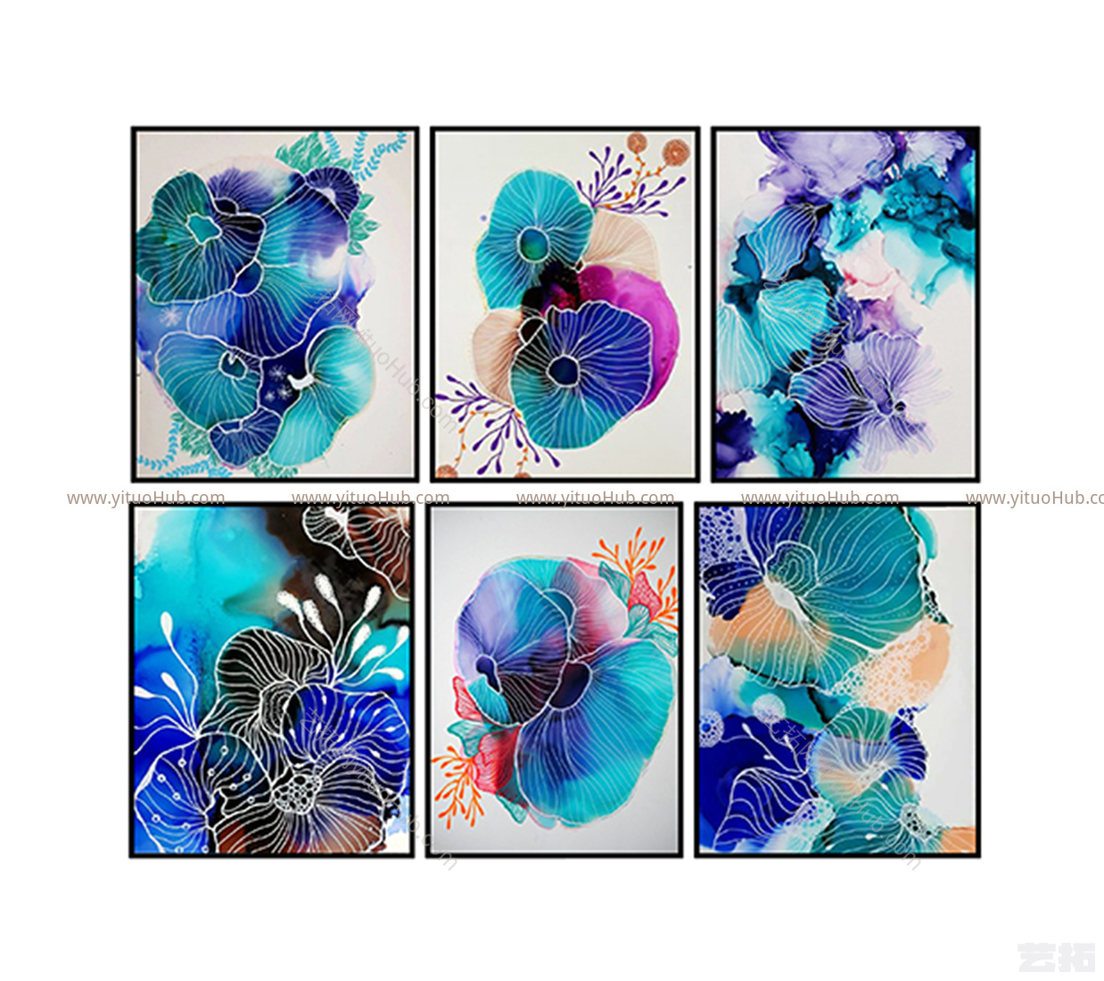 现代植物装饰画 挂画插画相框 饰品 邮票 家居物品 画