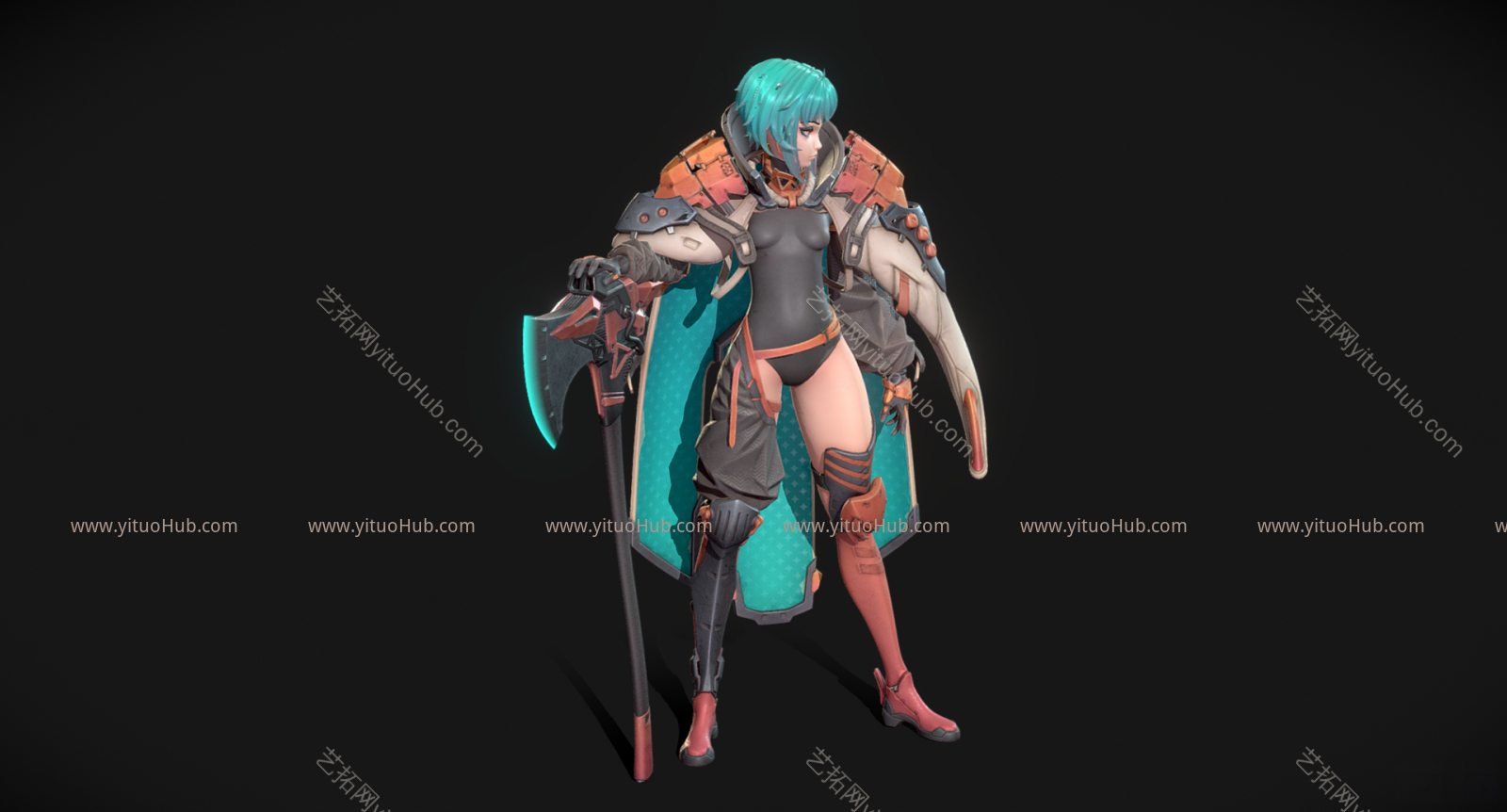 现代虚拟人物 卡通战士 女战士  