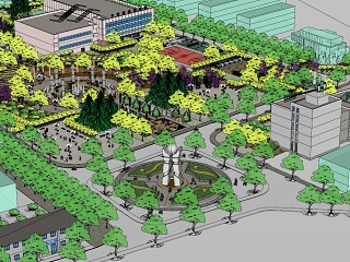 景观规划广场公园设计绿化现代艺术会所地图 室外 建筑 花盆 温室