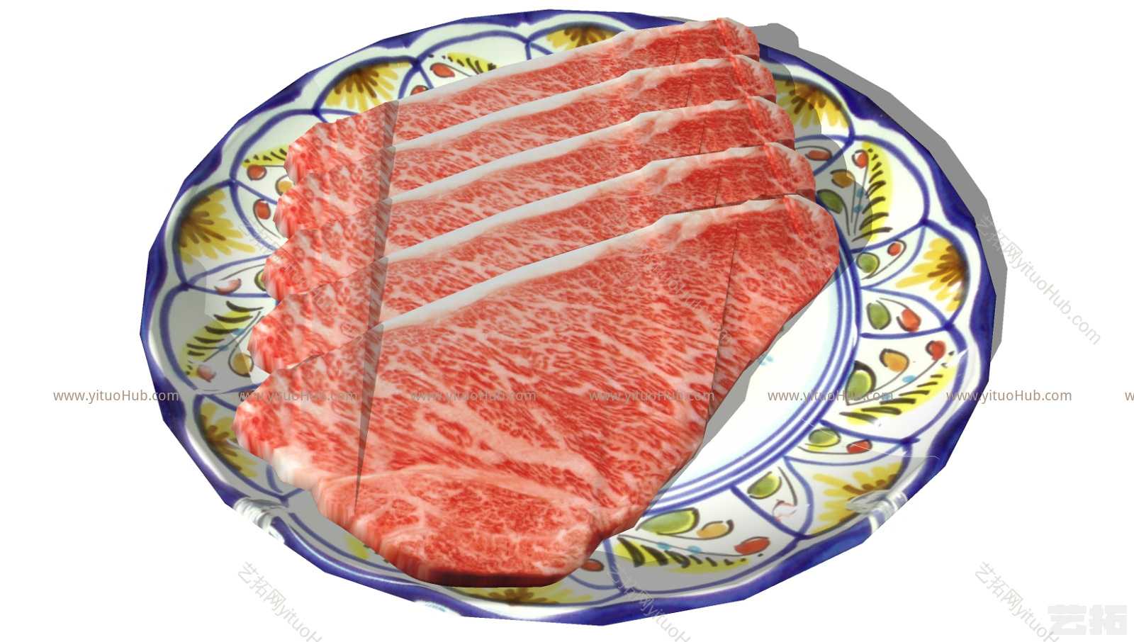 现代食物 肉 牛排羊排 盘子