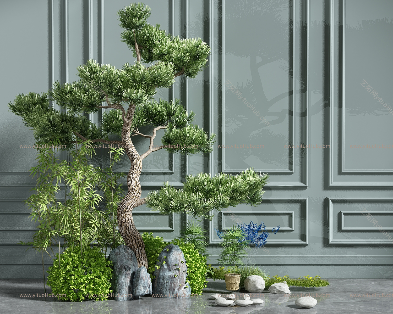 现代绿植组合