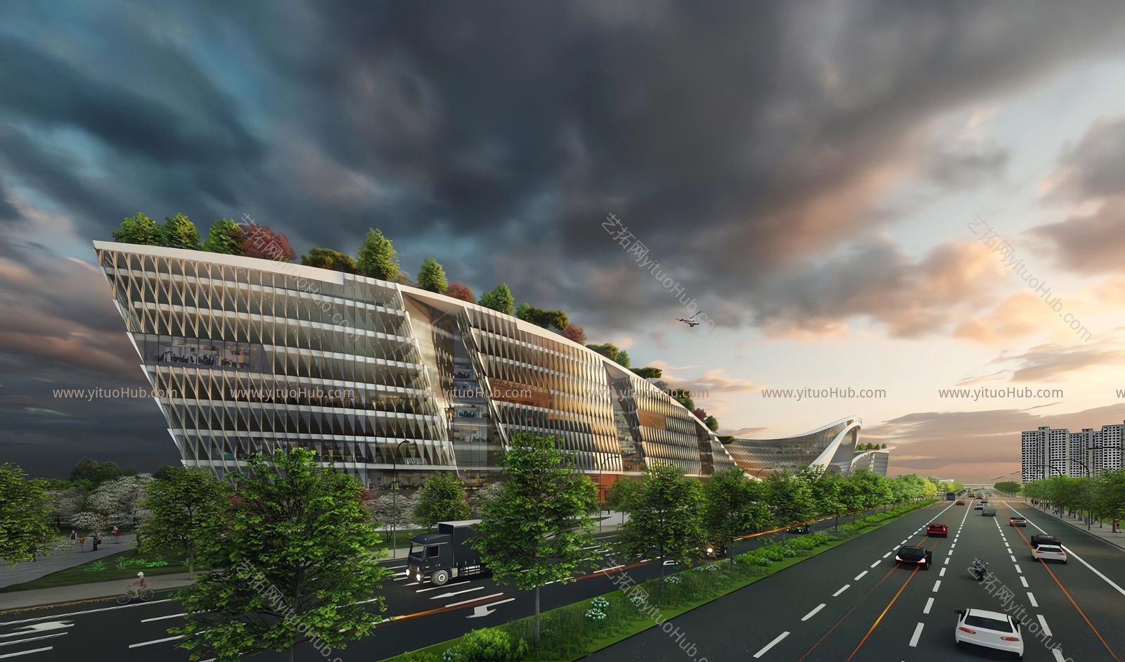 现代异形办公建筑