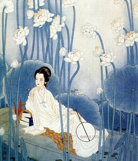 中式古典人物美女仕女图人物字画 (3)