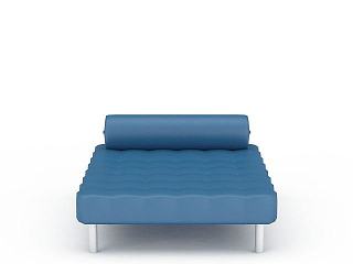 现代蓝色单人床模型