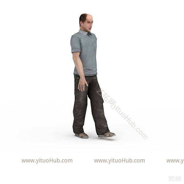 现代秃头男人模型