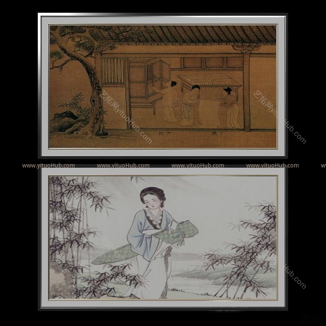 现代中国风装饰画模型