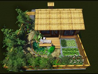 现代木屋草房田园居舍