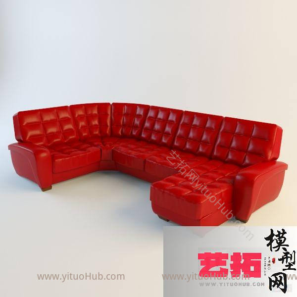 现代转角皮沙发