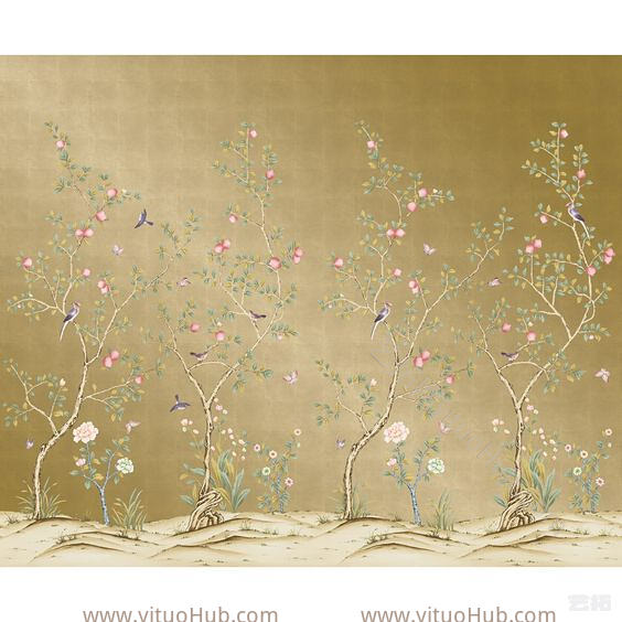中式欧式花鸟壁纸贴图 (158)